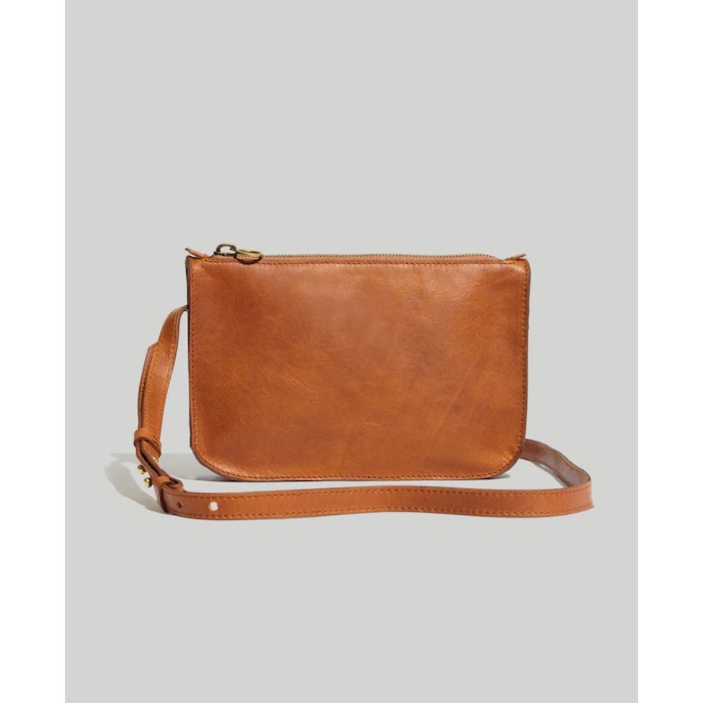 Madewell Simple Pouch Crossbody Bag English Saddle Brown Leather G0517